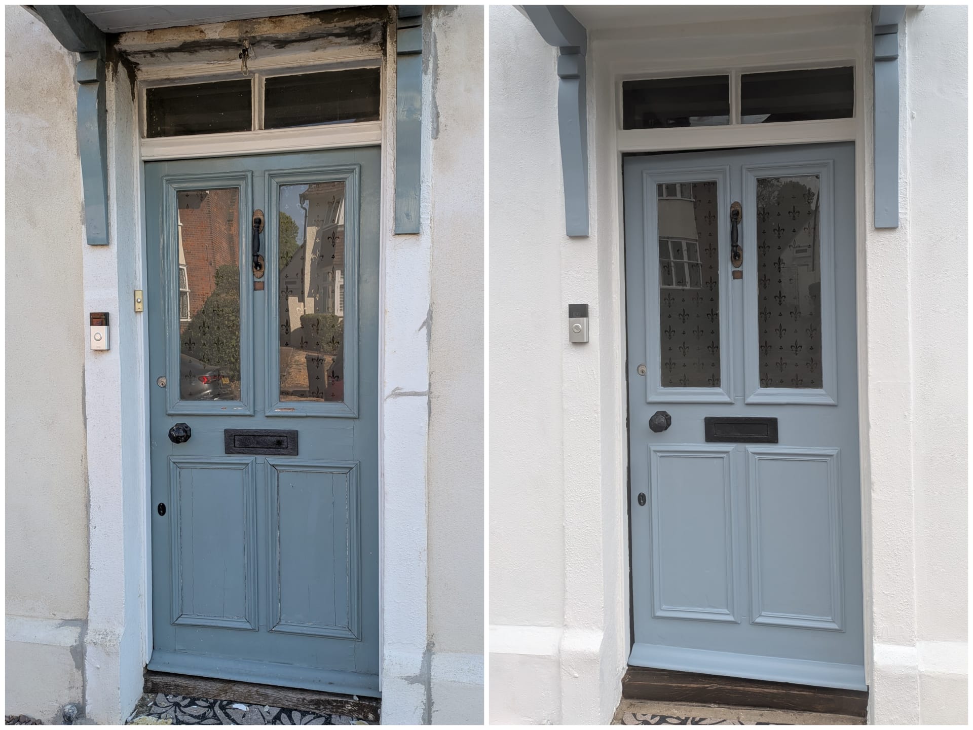 Exterior door restoration before and after